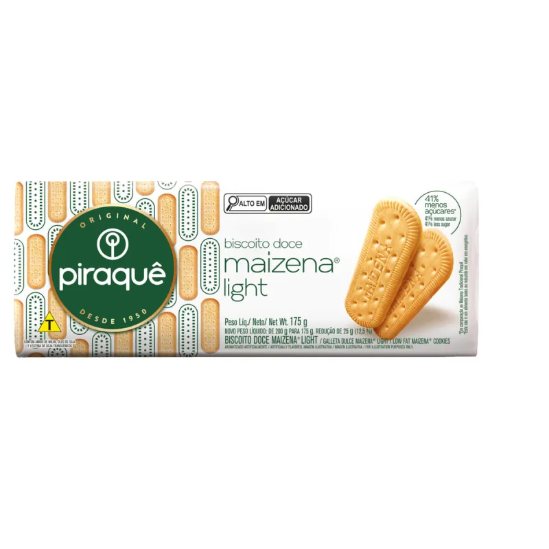 Biscoito Maizena Piraquê Light Pacote 175g - Piraque - Mercearia