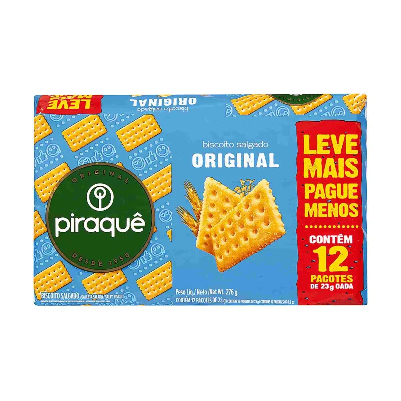 Biscoito Salgado Original Piraquê 276g - Piraquê - Mercearia