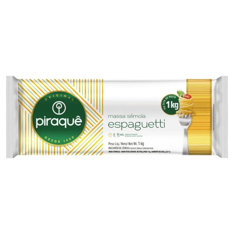 Macarrão de Sêmola Espaguete Piraquê 1Kg