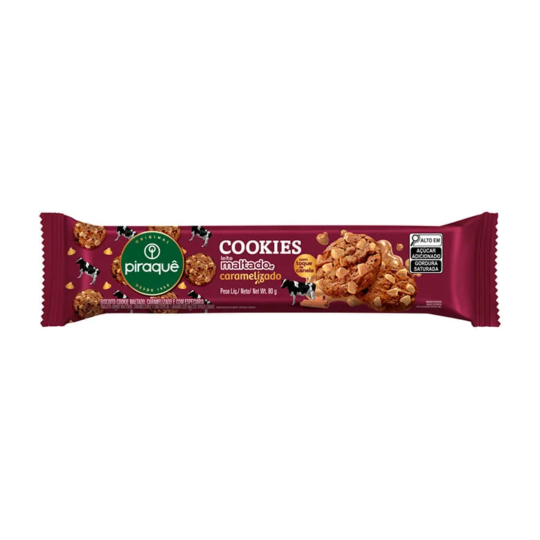 Biscoito Piraque Cookies Maltado Caramelizado 80g - Piraquê - Mercearia