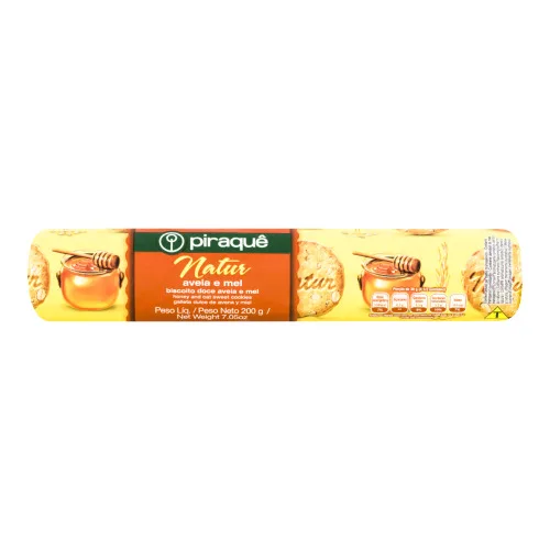 Biscoito Aveia E Mel Piraquê Natur Pacote 200g - PIRAQUE - Mercearia