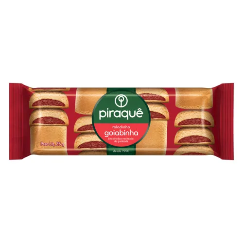BISCOITO ROLADINHO RECHEIO GOIABINHA PIRAQUÊ PACOTE 25G - PIRAQUE