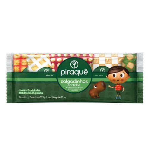 BISCOITO SALGADO PIRAQUÊ SORTIDOS 175G - PIRAQUE - Mercearia