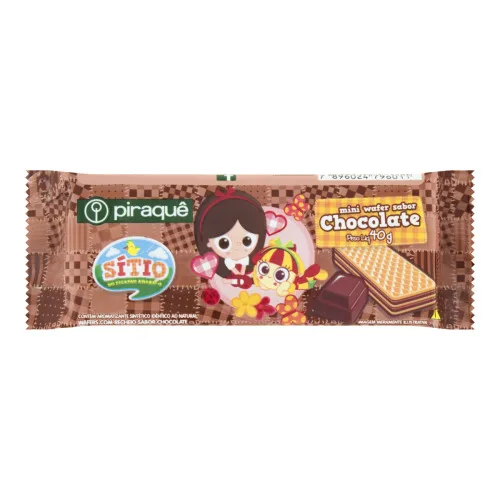 Biscoito Mini Wafer Chocolate Sítio Do Pica Pau Amarelo Piraquê Pacote 40g - PICA PAU - Mercearia