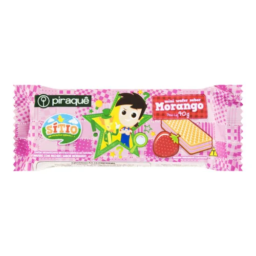 Biscoito Wafer Morango Sítio Do Pica Pau Amarelo Piraquê Pacote 40g - PICA PAU - Mercearia