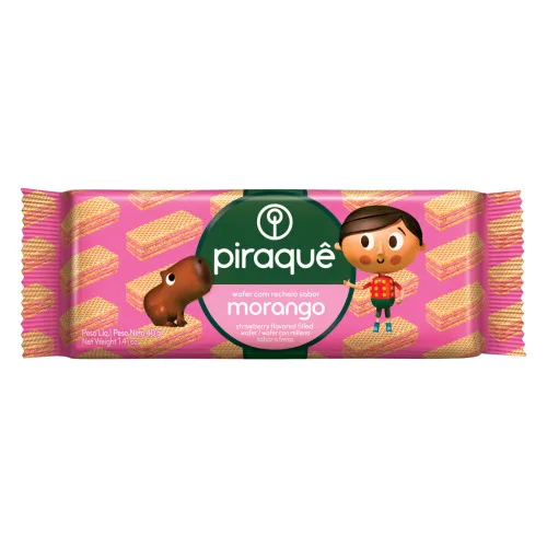 Wafer Piraque Morango 40g - PIRAQUE - Mercearia