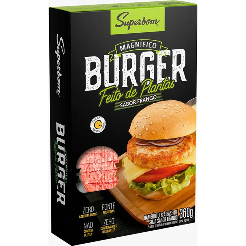 Hambúrguer Superbom Gourmet Feito de Plantas Sabor Frango 360g