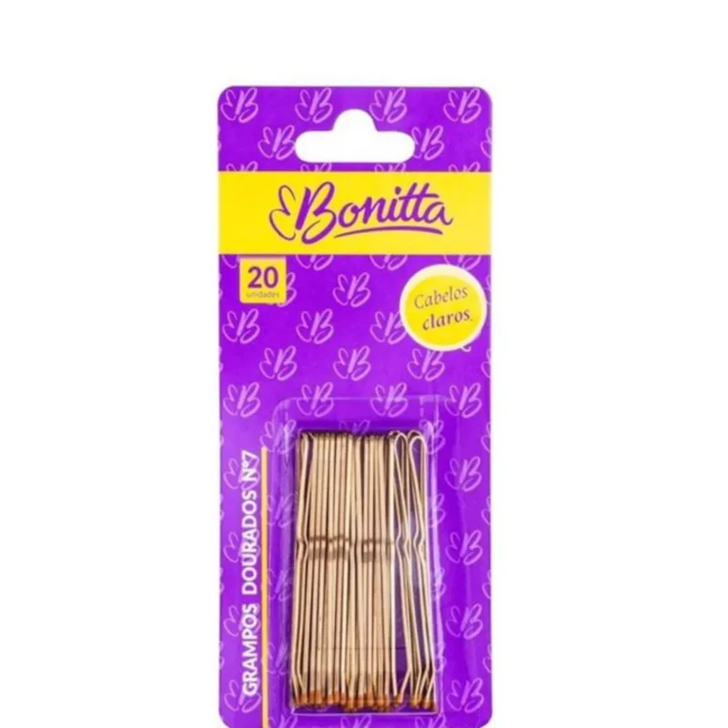 Grampos Para Cabelo N 7 Bonitta Dourado 20 Unidades - Bonitta