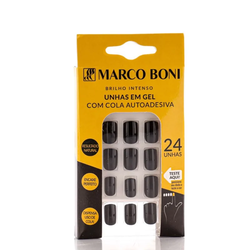 Unhas Postiças Marco Boni Auto Colante Preta