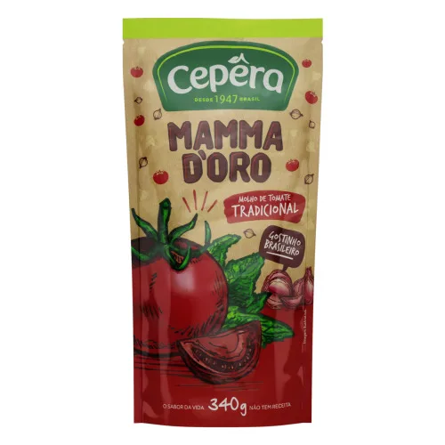 Molho De Tomate Tradicional Cepêra Mamma D Oro Sachê 340g - TOMATE - Mercearia