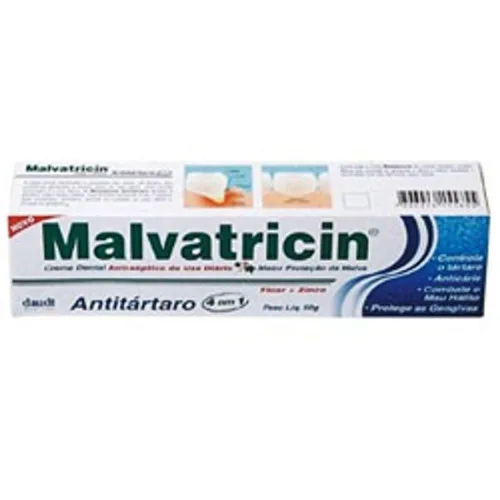 Creme Dental Malvatricin Flúor Antitártaro Com 50 Gramas - MALVATRICIN