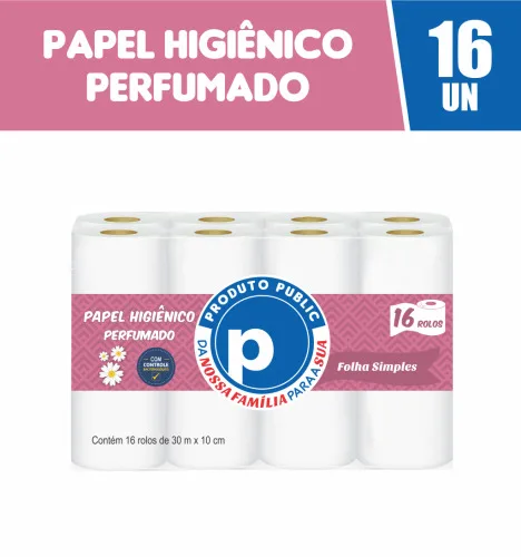Papel Hig Public F Sim 30m C/16 Perfumado - PUBLIC - Higiene E Beleza