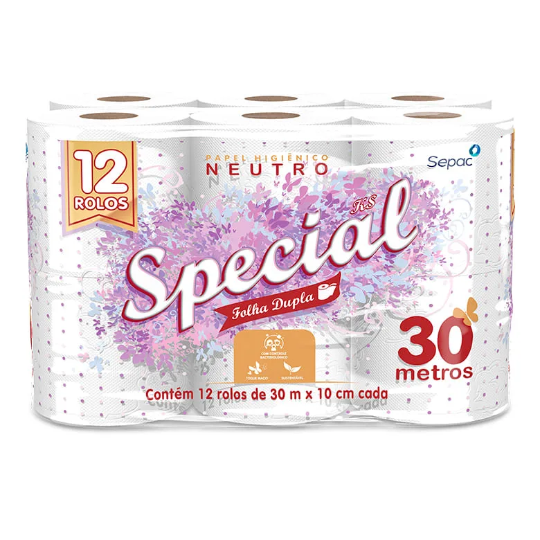 Papel Higiênico Ks Special Folha Dupla Neutro com 12 Rolos 30m - Ks Special - Higiene E Beleza