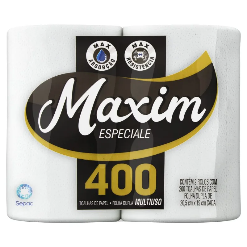 Papel Toalha Maxim Especiale Folha Dupla 200 Folhas com 2 Unidades