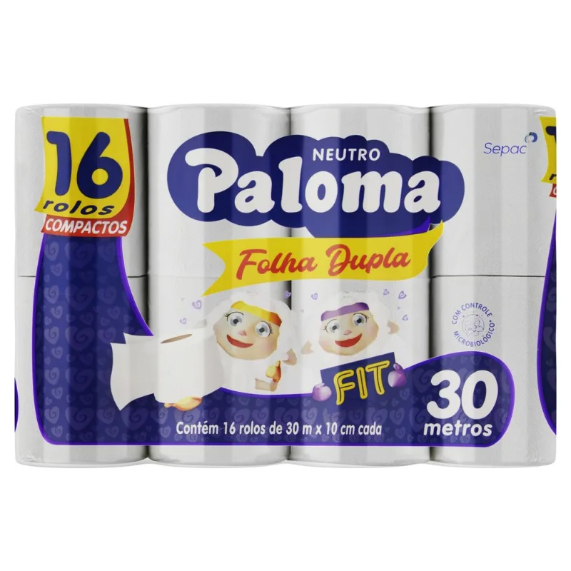 Papel Higiênico Paloma Folha Dupla 30m com 16 Unidades