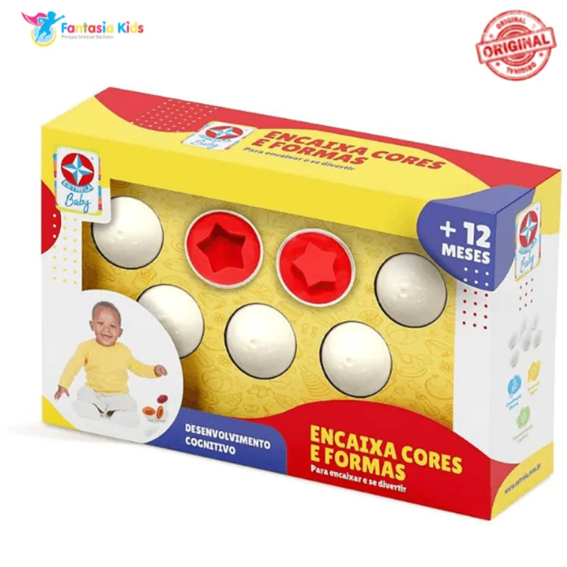 Brinquedo Bebê Educativo Encaixa Cores e Formas 6 Peças Quebra-Cabeça
