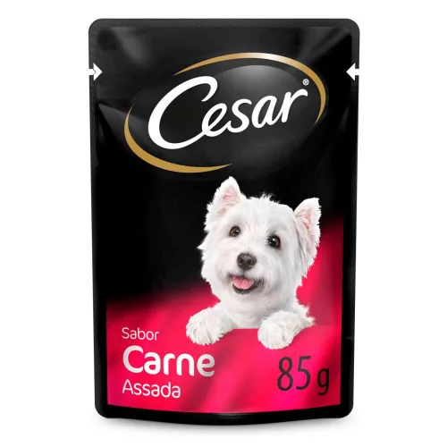 RAÇÃO ÚMIDA CESAR SACHÊ CORTES SELECIONADOS SABOR CARNE ASSADA AO MOLHO PARA CÃES ADULTOS 85G - CÉSAR