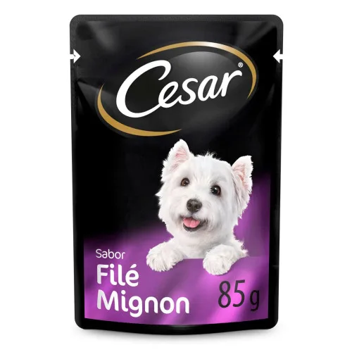 RAÇÃO ÚMIDA CESAR SACHÊ CORTES SELECIONADOS SABOR FILÉ MIGNON PARA CÃES ADULTOS 85G - CÉSAR