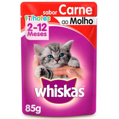 Racao Whiskas 85g Filhote Carne Sache - WHISKAS - Petshop