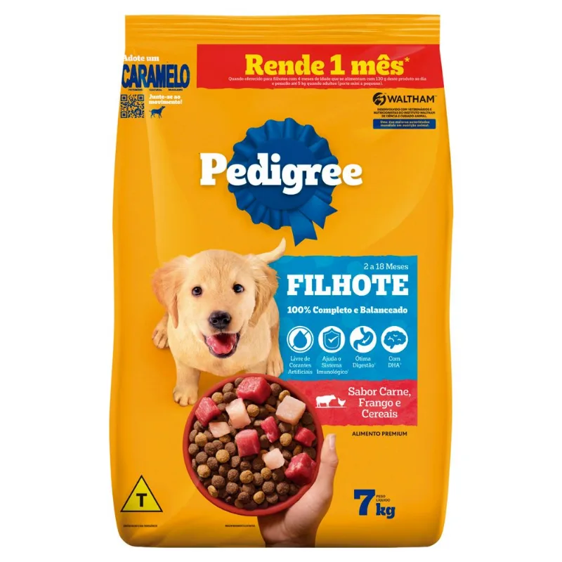 Alimento para Cães Filhotes Pedigree Carne, Frango e Cereais Pacote 7kg