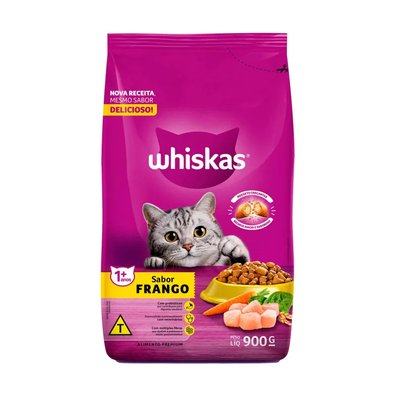 Ração para Gatos Whiskas Adultos Frango 900g - Whiskas - Pets