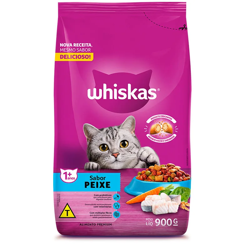 Alimento para Gatos Whiskas Adulto Peixe 900g - Whiskas - Petshop