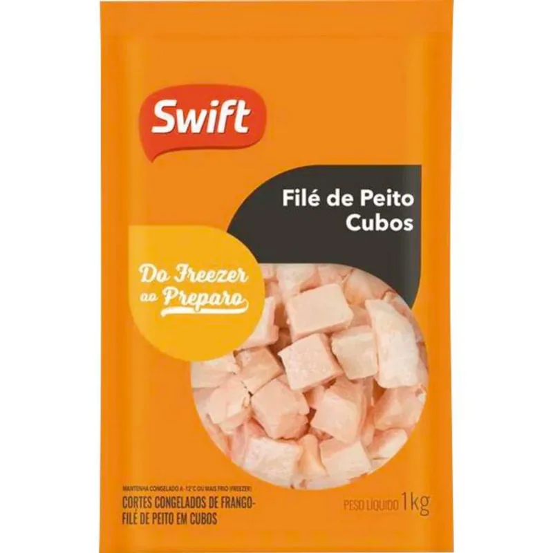 Filé de Peito de Frango Cubos Swift Mais Congelado 1kg