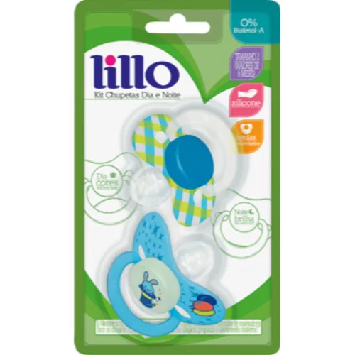 Kit Chupetas Lillo Dia E Noite Orto Sil Az - LILLO - Bebê