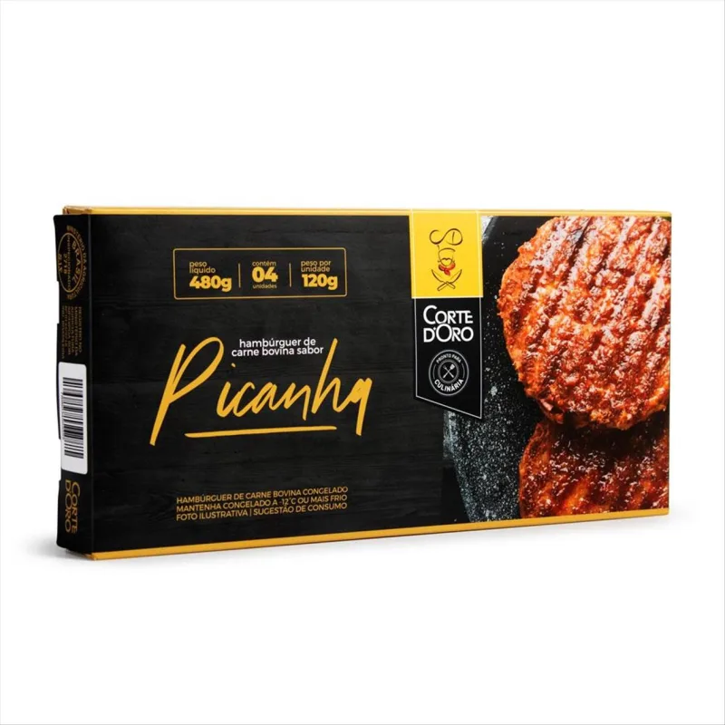 Hambúrguer De Picanha Corte D Oro Caixa Com 4 Unidades 120g Cada - CORTE DORO - Congelados