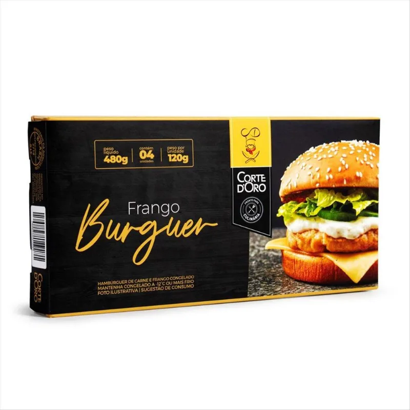 Frango Burguer Corte D Oro Com 4 Unidades Caixa 120g Cada