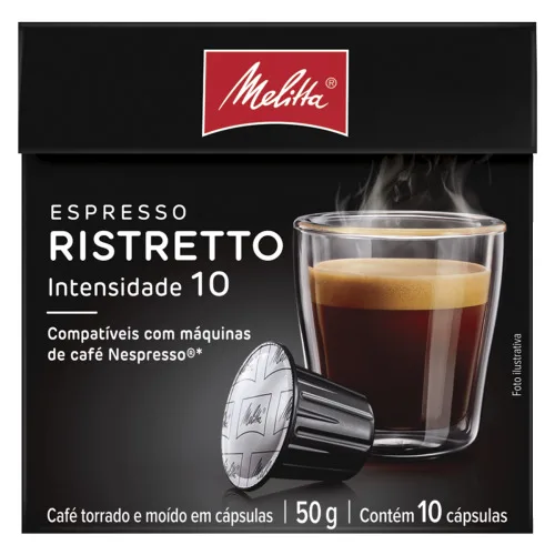 Café Em Cápsula Torrado E Moído Espresso Ristretto Melitta Caixa 50g 10 Unidades - MELITTA - Mercearia