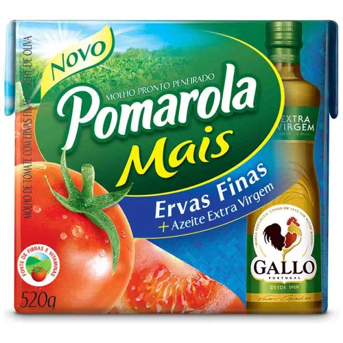 Molho De Tomate Ervas Finas E Azeite Extra Virgem Pomarola Caixa 520g - TOMATE - Mercearia