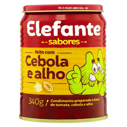 Extrato De Tomate Com Cebola E Alho Elefante Lata 340g - ELEFANTE - Mercearia