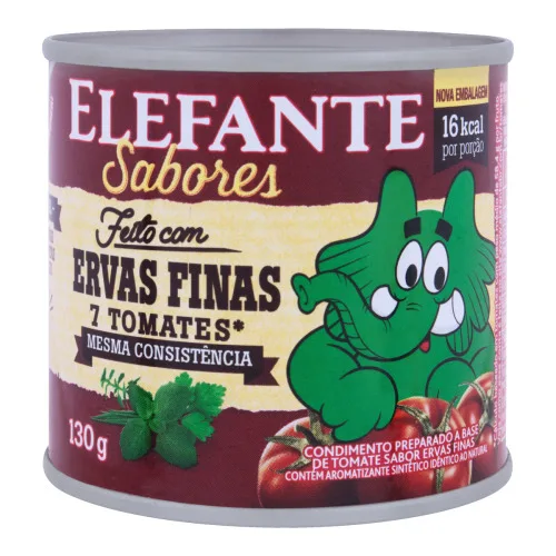 Extrato De Tomate Com Ervas Finas Elefante Lata 130g - ELEFANTE - Mercearia