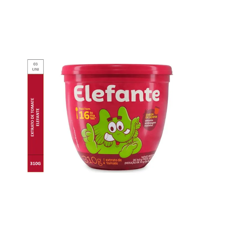 Extrato de Tomate Elefante Pack com 3 Unidades de 310g Cada