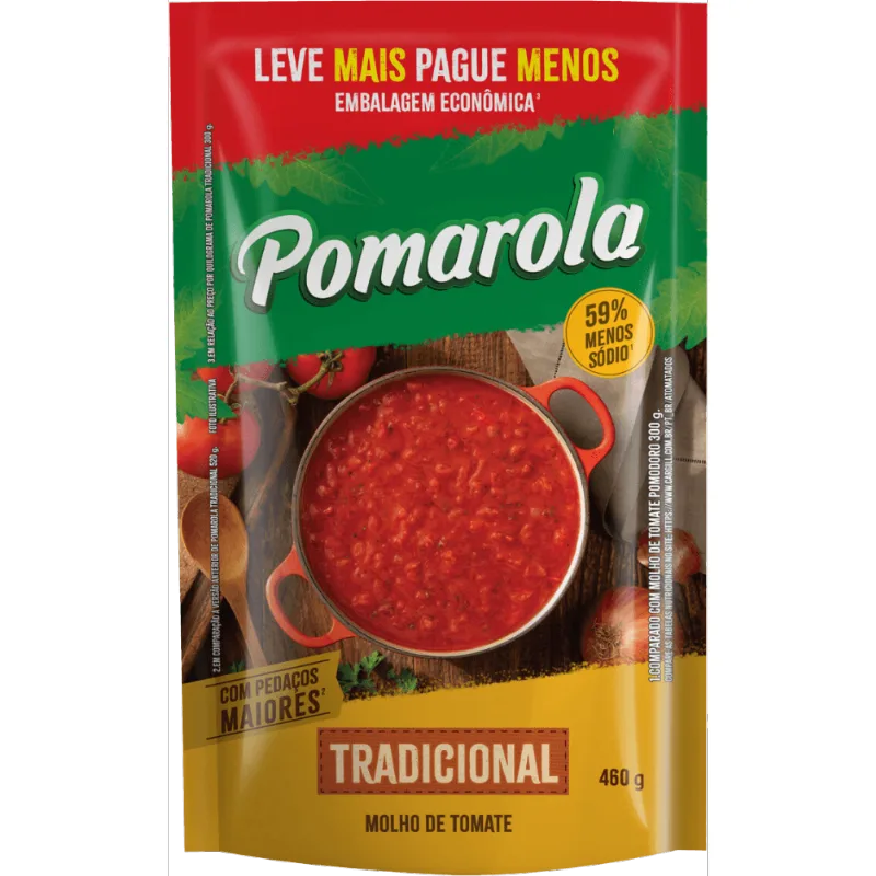 Molho de Tomate Pomarola Tradicional Sachê 460g