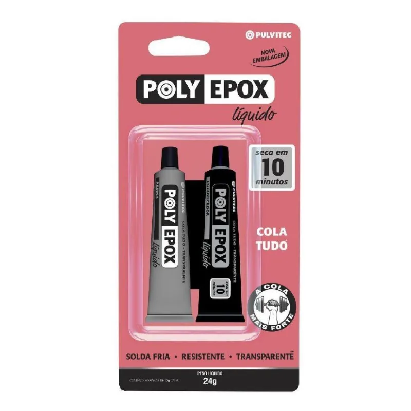 Adesivo epóxi Polyhobby 15 minutos 24g Pulvitec