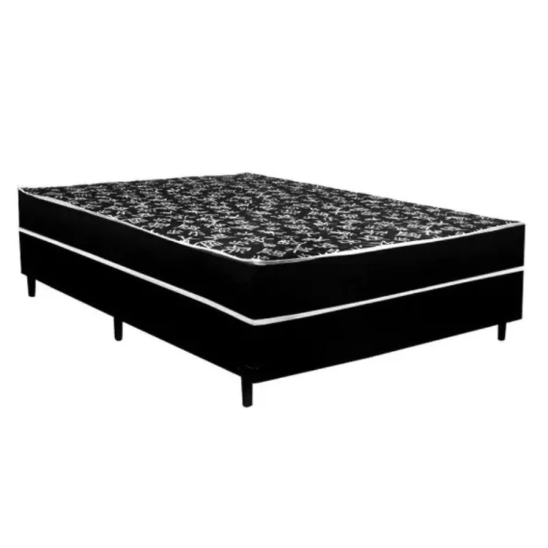 Cama Box Conjugada Casal Cama Conjugado Ortopédica Espuma Poliéster Preto - OUTRAS - Colchões