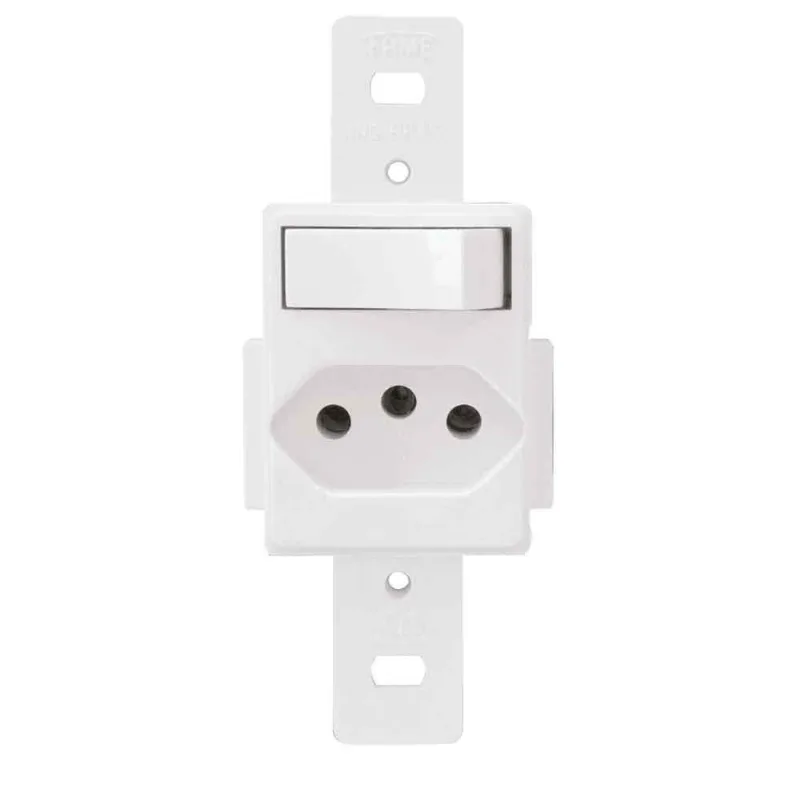 Interruptor paralelo com tomada 10A 250V Blanc Fame