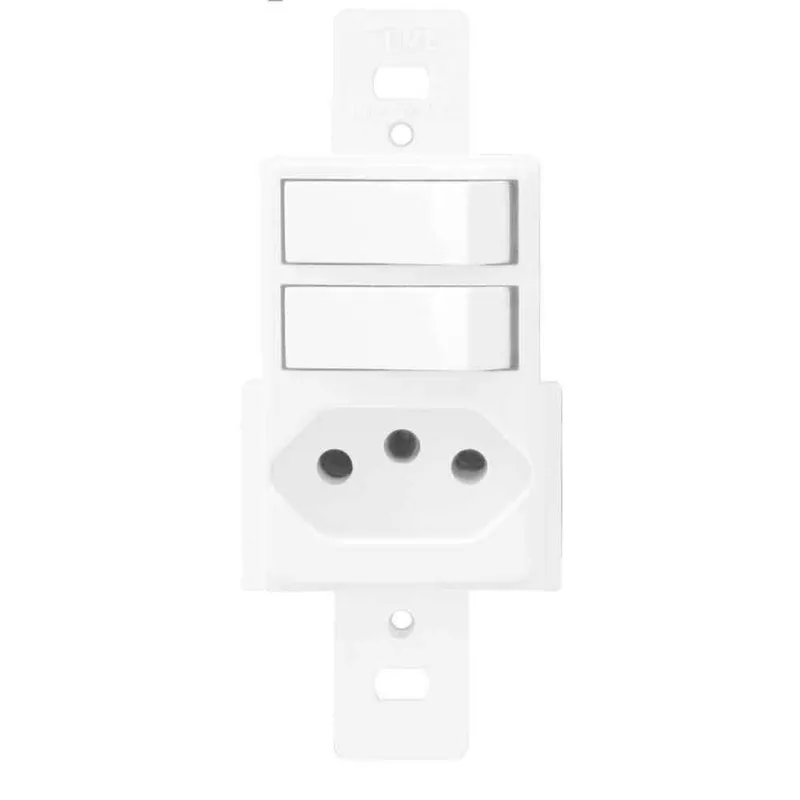 Interruptor duplo paralelo com tomada 10A Blanc Fame