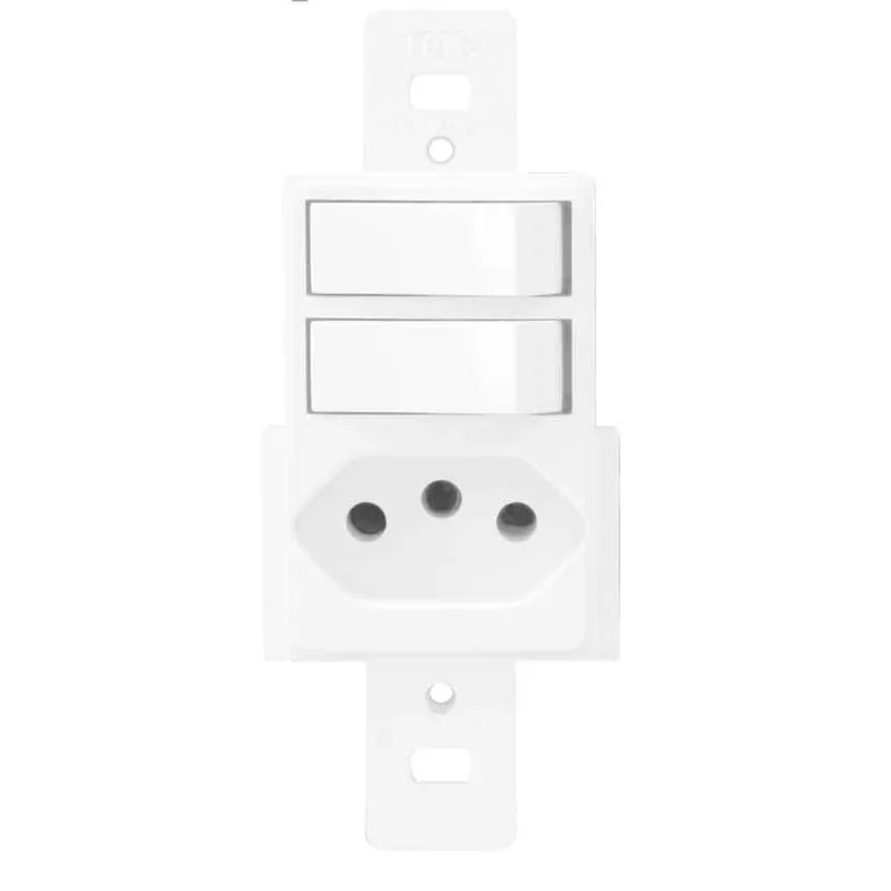 Interruptor duplo paralelo com tomada 20A Blanc Fame