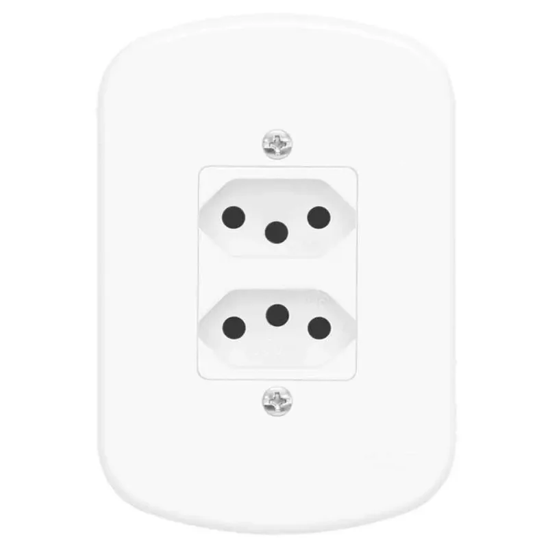 Tomada Dupla 20A 250V com Placa Distanciada Blanc Fame
