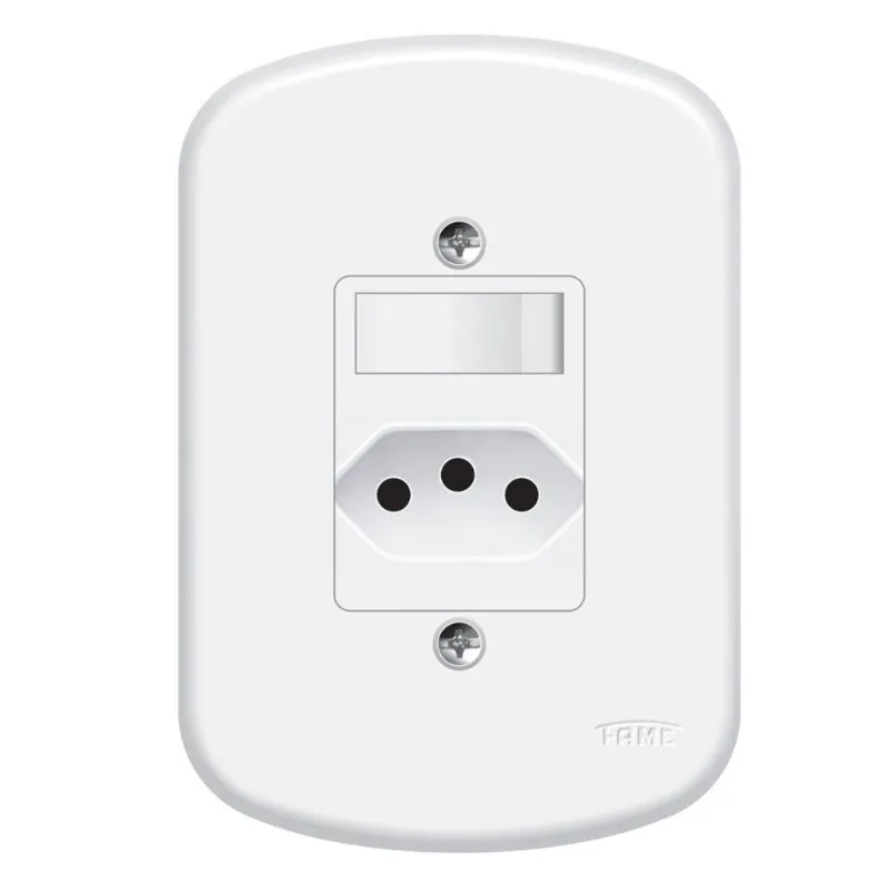 Conjunto 1 Interruptor Blanc Paralelo Tomada 2p+T 10a Fame