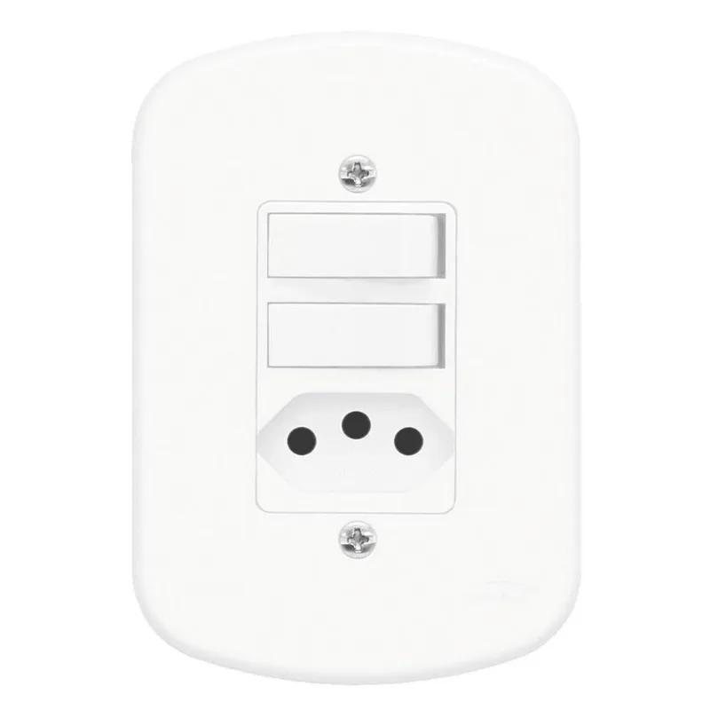 Conjunto Interruptor Simples + Interruptor Paralelo + Tomada 2p+t 10a 250 Volts Blanc 1367 Fame