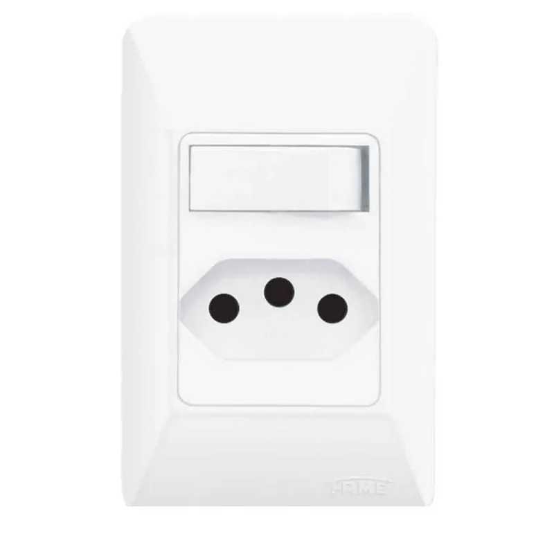 Interruptor simples com tomada 10A 250V Fame