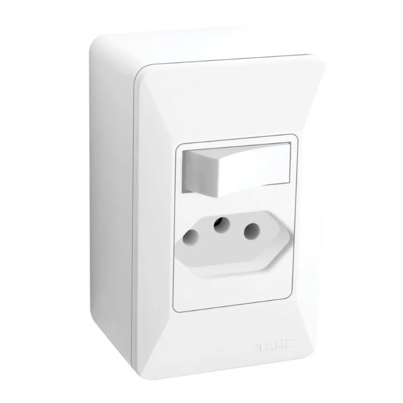 Conjunto 1 Interruptor Simples + 1 Tomada 2p+T 10a Externo Fame