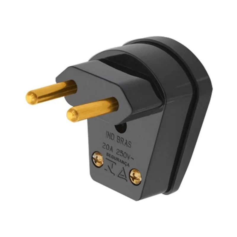 Plug Bipolar com Saída Lateral de 90° 20A 2P Preto Fame