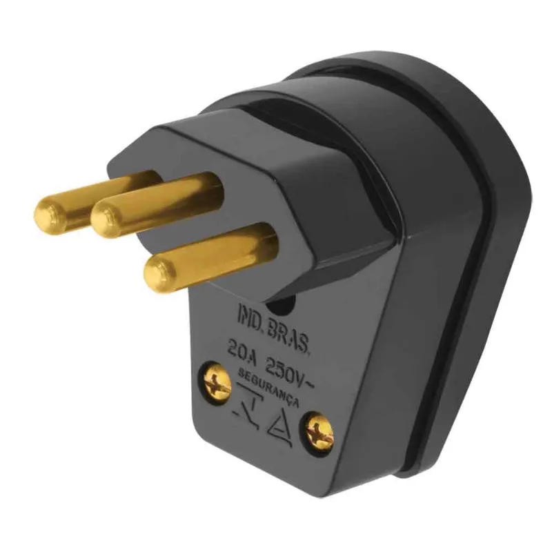 Plugue bipolar lateral 90º 20A 250V preto Fame