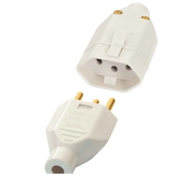 Plugue macho e tomada fêmea 10A 250V cinza Fame