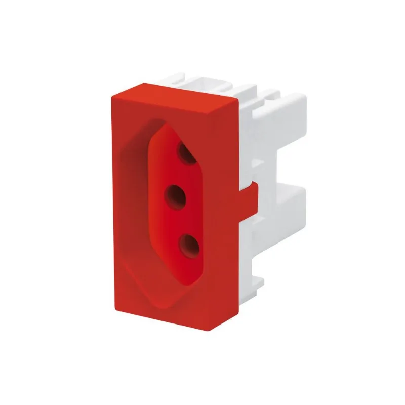 Modulo Habitat Tomada 2p+T 10a Vermelho Fame